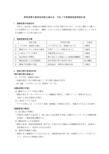 群馬県厚生農業協同組合連合会 令和7年度健康経営実施計画