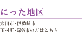 にった地区
太田市・伊勢崎市
玉村町・深谷市の方はこちら